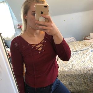 🔥Lace Up Top